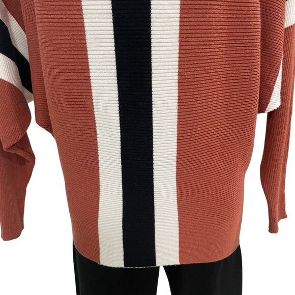 Oversized Rust Stripe Sweater Slouchy Fall Cozy Minimalist Normcore Preppy - Picture 5 of 6